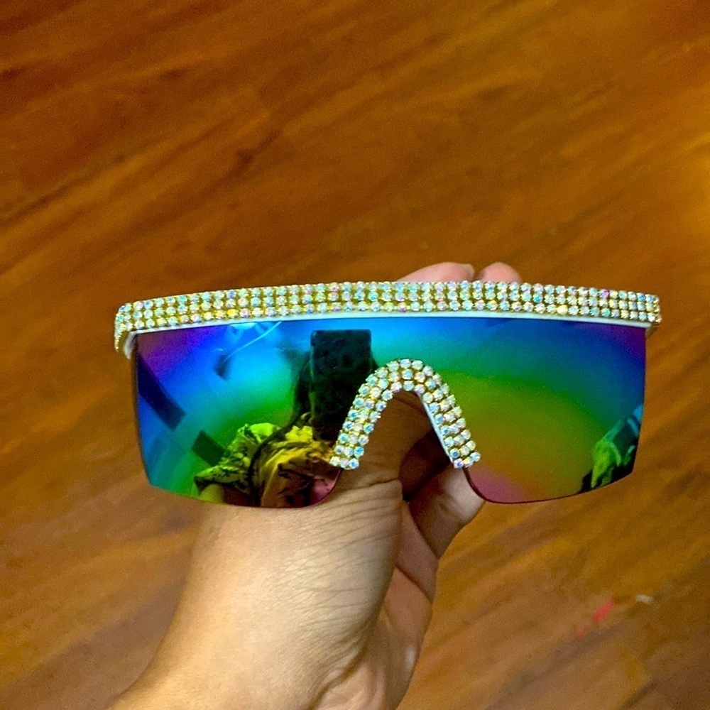 NWOT oversized white shield sunglasses